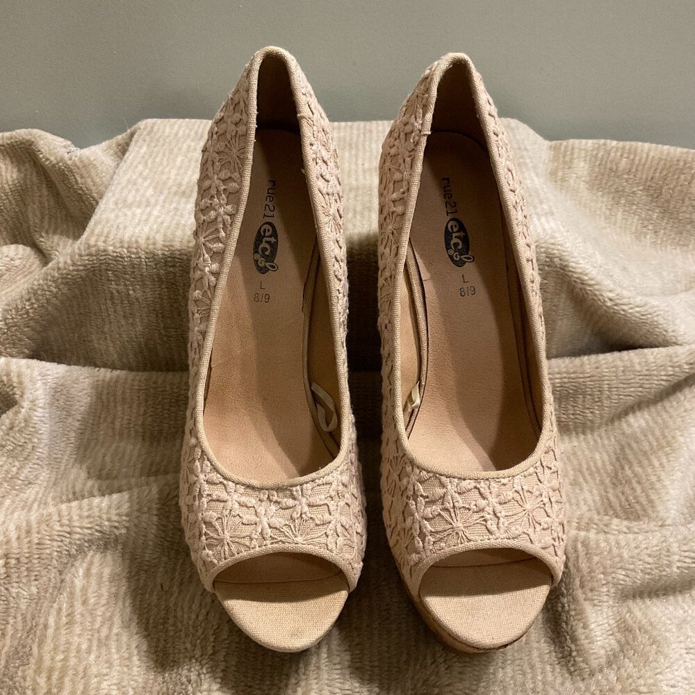 Rue21 ETC Cork Platform, Open Toe, 5" Heel, Shoe